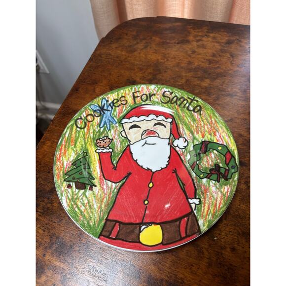 Cookies for Santa Ceramic Plate Hand Decorated Holiday Santa Plate Christmas Eve - Picture 2 of 4